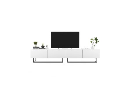 Szafka RTV ENJOY Loft Industrialna Biały MAT 240 cm zestaw 2 x 120 cm stelaż2