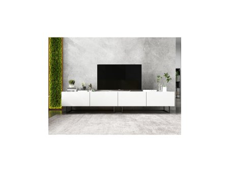 Szafka RTV ENJOY Loft Industrialna Biały MAT 240 cm zestaw 2 x 120 cm stelaż1