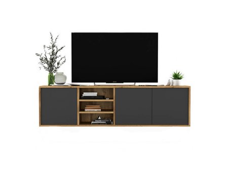 Wisząca szafka RTV APOLLO Loft 150 cm  Dąb wotan/grafit MAT3