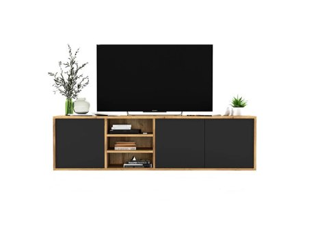 Wisząca Szafka RTV Loft 150 cm APOLLO Dąb Wotan/Czarny MAT, Dobra Cena, Sklep Online3