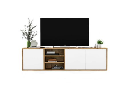 Wisząca szafka RTV APOLLO Loft 150 cm  Dąb wotan/biały MAT3