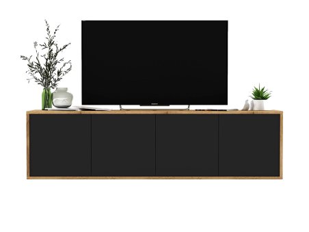 Wisząca Szafka RTV Loft 150 cm APOLLO 2 Dąb Wotan/Czarny MAT, Dobra Cena, Sklep Online3