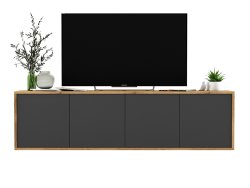 Wisząca Szafka RTV APOLLO 2 Loft Industrialna 150 cm Dąb wotan/grafit MAT