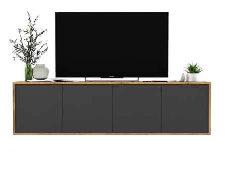 Wisząca Szafka RTV APOLLO 2 Loft Industrialna 150 cm Dąb wotan/grafit MAT3