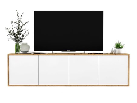 Wisząca Szafka RTV APOLLO 2 Loft Industrialna 150 cm Dąb wotan/biały MAT3