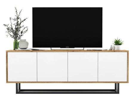 Szafka RTV Loft APOLLO 2,150 cm, Biała/Dąb Wotan, Stelaż, Dobra Cena, Sklep Online | Meble Lindner