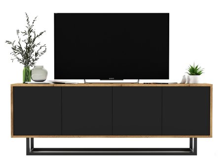 Szafka RTV Loft 150 cm APOLLO 2 Stelaż Dąb Wotan/Czarny MAT, Dobra Cena, Sklep Online3