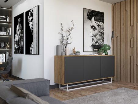 Nowoczesna Komoda APOLLO Loft Industrialna 168cm dąb wotan/grafit mat3