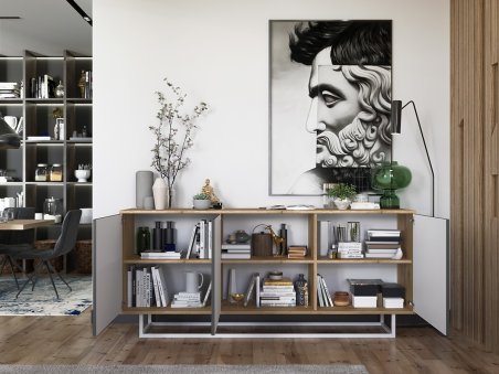 Nowoczesna Komoda APOLLO Loft Industrialna 168cm dąb wotan/grafit mat