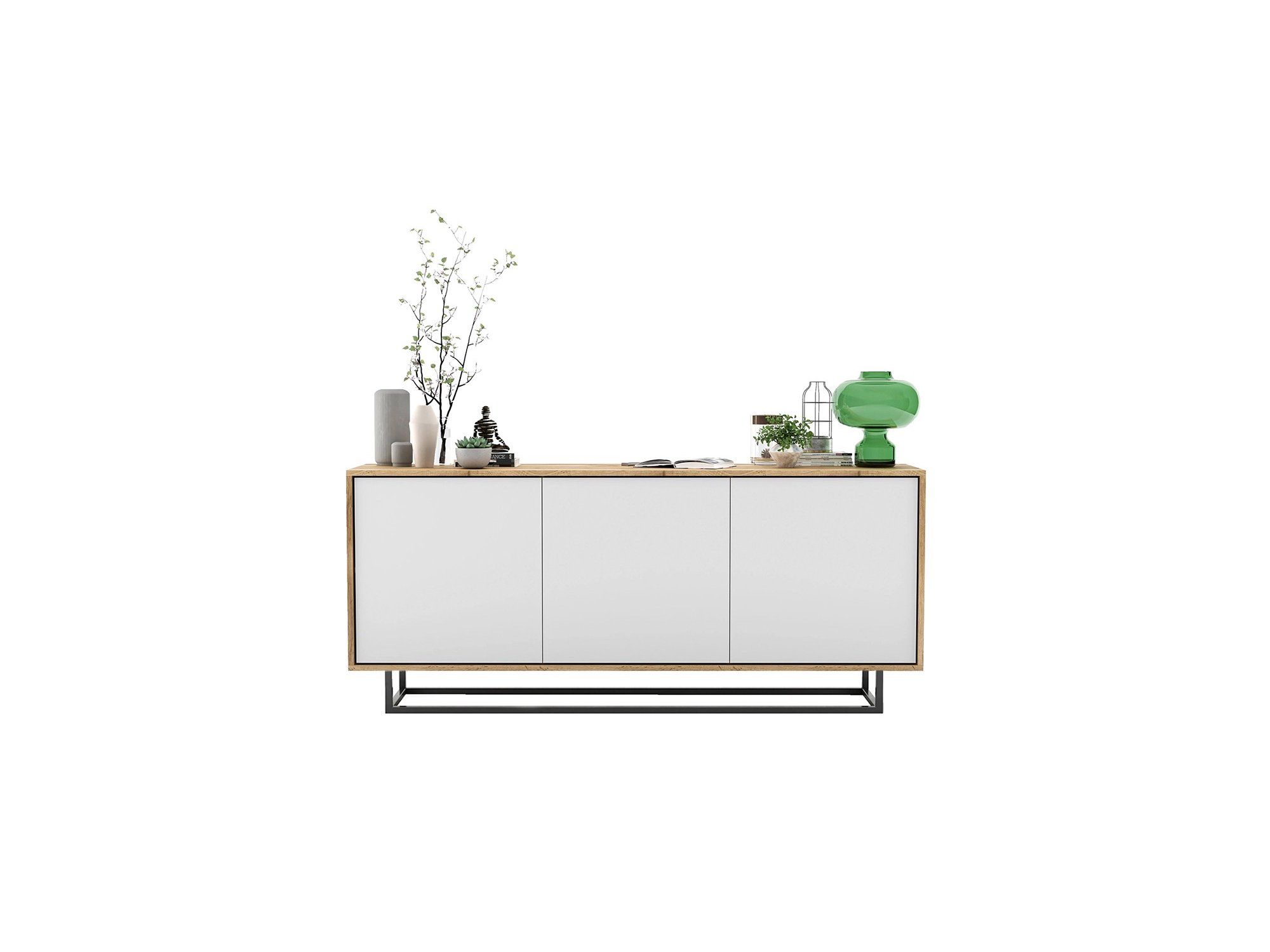 Nowoczesna Komoda APOLLO Loft Industrialna 168cm dąb wotan/biały mat