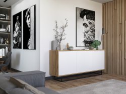Nowoczesna Komoda APOLLO Loft Industrialna 168cm dąb wotan/biały mat