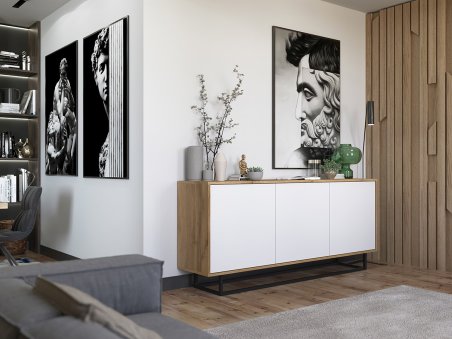 Nowoczesna Komoda APOLLO Loft Industrialna 168cm dąb wotan/biały mat2