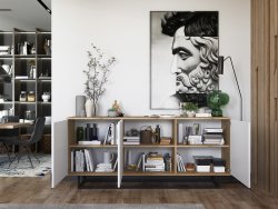 Nowoczesna Komoda APOLLO Loft Industrialna 168cm dąb wotan/biały mat