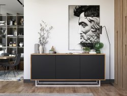 Nowoczesna Komoda APOLLO Loft Industrialna 168cm dąb wotan/czarny mat