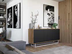 Nowoczesna Komoda APOLLO Loft Industrialna 168cm dąb wotan/czarny mat