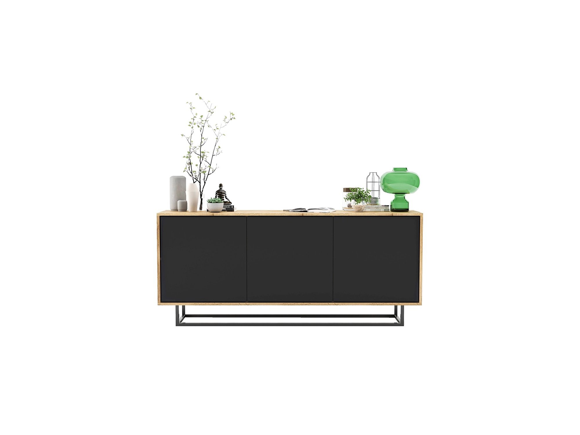 Nowoczesna Komoda APOLLO Loft Industrialna 168cm dąb wotan/czarny mat