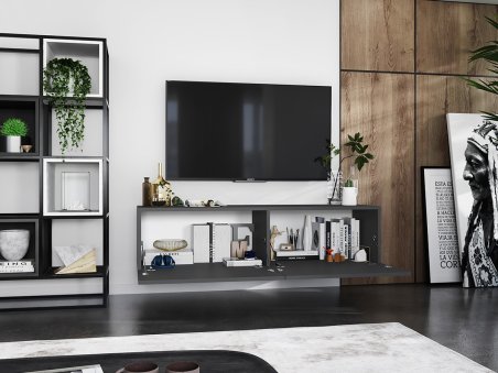 Wisząca Szafka RTV ENJOY Loft Industrialna 120 cm kolor grafit MAT3