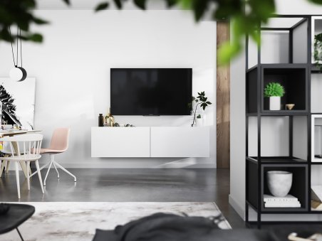 Wisząca Szafka RTV ENJOY Loft Industrialna 120 cm kolor biały MAT1