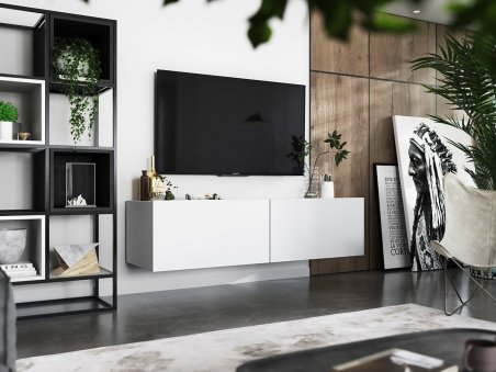 Wisząca Szafka RTV ENJOY Loft Industrialna 120 cm kolor biały MAT2