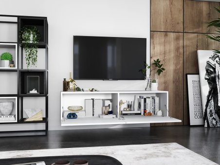 Wisząca Szafka RTV ENJOY Loft Industrialna 120 cm kolor biały MAT3