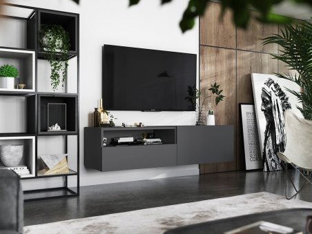 Wisząca Szafka RTV ENJOY Loft Industrialna szuflada 120 cm kolor grafit MAT2