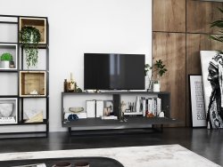 Szafka RTV ENJOY Loft Industrialna 120 cm stelaż kolor grafit MAT