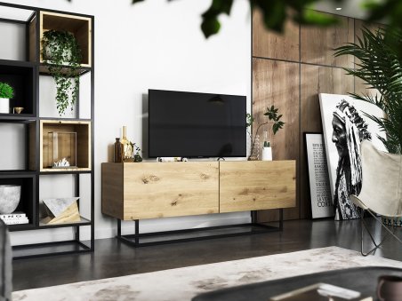 Szafka RTV ENJOY Loft Industrialna 120 cm stelaż kolor dąb artisan MAT2