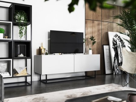 Szafka RTV ENJOY Loft Industrialna 120 cm stelaż kolor biały MAT2