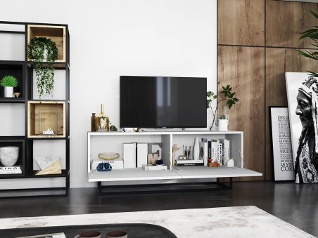 Szafka RTV ENJOY Loft Industrialna 120 cm stelaż kolor biały MAT3