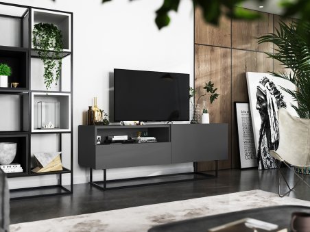 Szafka RTV ENJOY Loft Industrialna szuflada 120 cm stelaż kolor grafit2