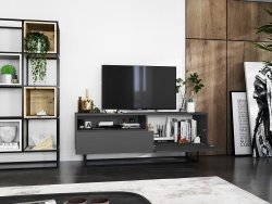 Szafka RTV ENJOY Loft Industrialna szuflada 120 cm stelaż kolor grafit