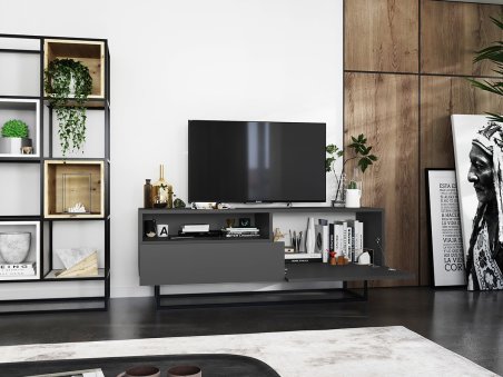 Szafka RTV ENJOY Loft Industrialna szuflada 120 cm stelaż kolor grafit3