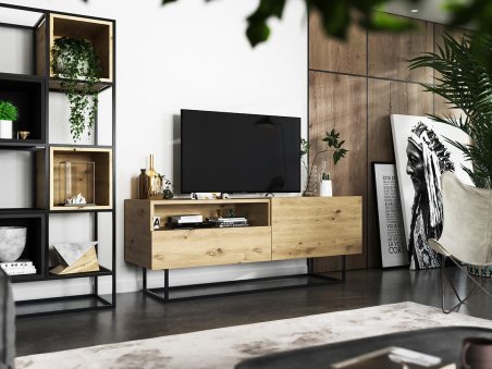 Szafka RTV ENJOY Loft Industrialna szuflada 120 cm stelaż kolor dąb artisan2