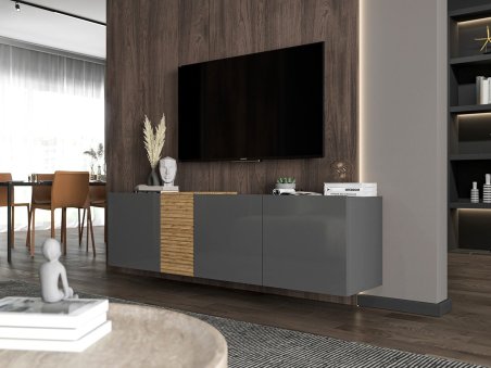 Wisząca szafka RTV VANTA Loft Industrialna 160 cm grafit POŁYSK1