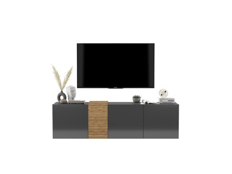 Wisząca szafka RTV VANTA Loft Industrialna 160 cm grafit POŁYSK2