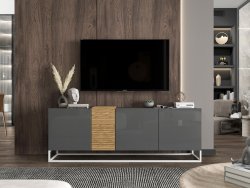 Szafka RTV VANTA Loft Industrialna 160 cm Grafit POŁYSK