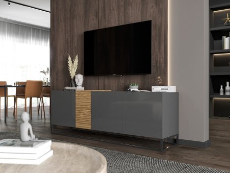 Szafka RTV VANTA Loft Industrialna 160 cm Grafit POŁYSK1