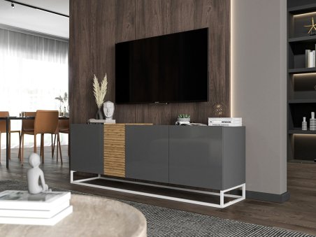 Szafka RTV VANTA Loft Industrialna 160 cm Grafit POŁYSK