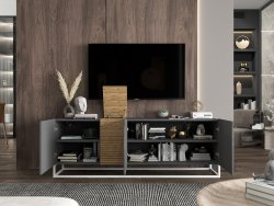 Szafka RTV VANTA Loft Industrialna 160 cm Grafit POŁYSK