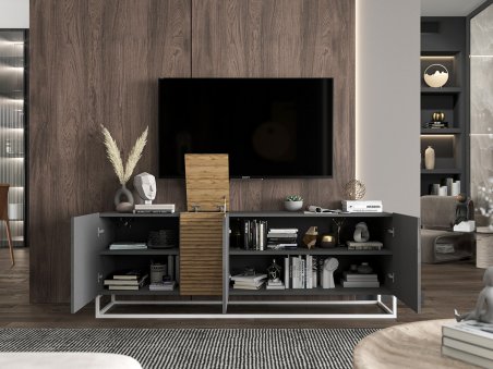 Szafka RTV VANTA Loft Industrialna 160 cm Grafit POŁYSK