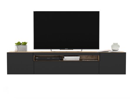 Wisząca Szafka RTV DOZE Loft Czarny Mat 200 cm, Dobra Cena, Sklep Online2