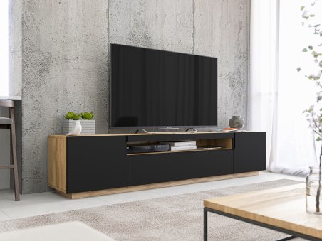 Szafka RTV DOZE Loft Czarny Mat 200 cm, Dobra Cena, Sklep Online1