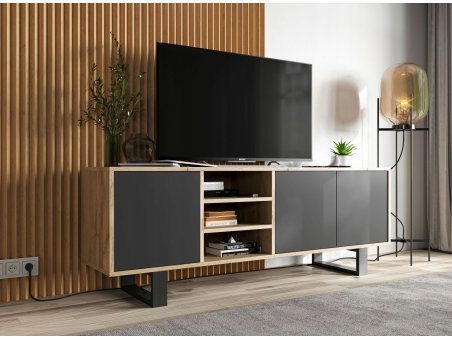 Szafka RTV Loft Industrialna Czarny Mat 150 cm, Dobra Cena, Sklep Online1