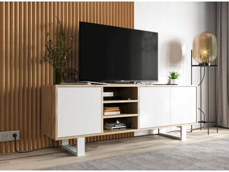 Szafka RTV Loft Komoda RTV Loft Industrialna Biały MAT 150 cm1