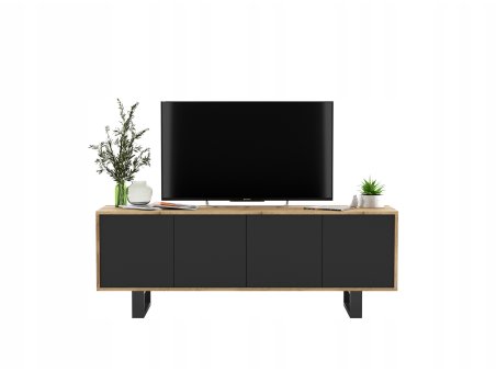 Szafka RTV APOLLO Loft 150 cm Dąb Wotan/Czarny Mat, Dobra Cena, Sklep Online2