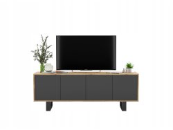 Nowoczesna Szafka RTV APOLLO 2 Loft 150 cm stelaż dąb wotan/grafit MAT