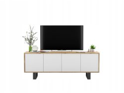 Nowoczesna Szafka RTV Loft APOLLO 2,150 cm, Biała/Dąb Wotan, ze Stelażem, Dobra Cena, Sklep Online | Meble Lindner