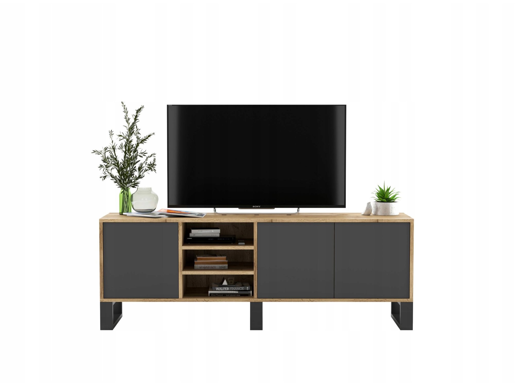Szafka RTV Loft Komoda RTV Loft Industrialna Grafit MAT 150 cm