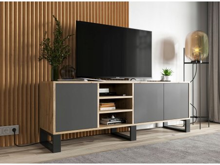 Szafka RTV Loft Komoda RTV Loft Industrialna Grafit MAT 150 cm1