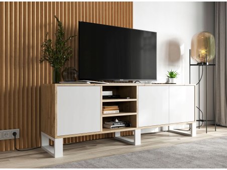 Szafka RTV Loft Komoda RTV Loft Industrialna Biały MAT 150 cm1